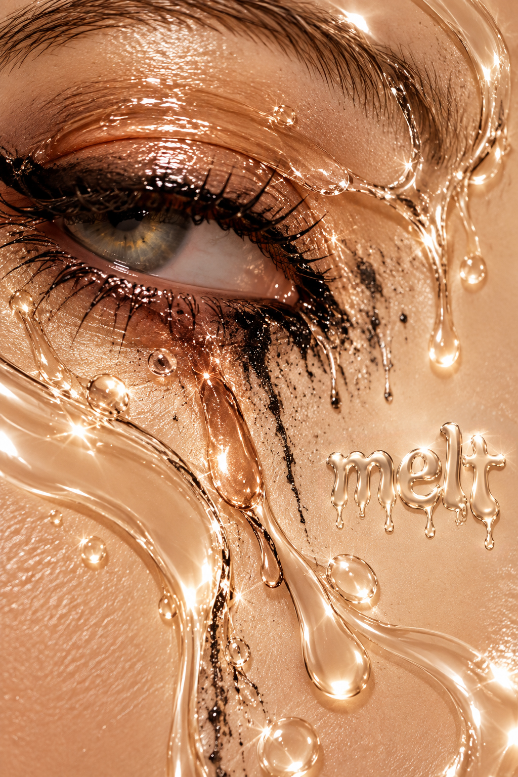 Melt campaign molten gold eye close-up