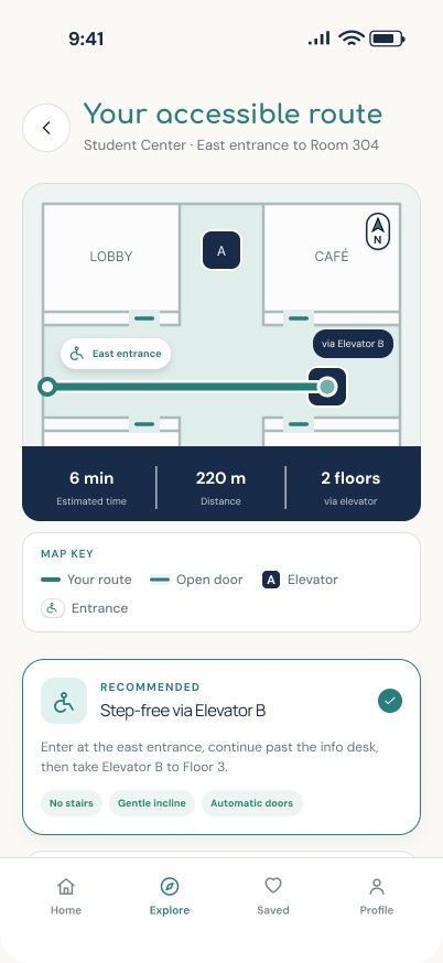 InPath Accessible route screen