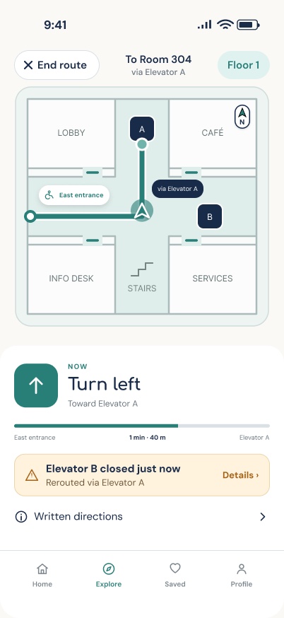 InPath Walking · Live alert screen