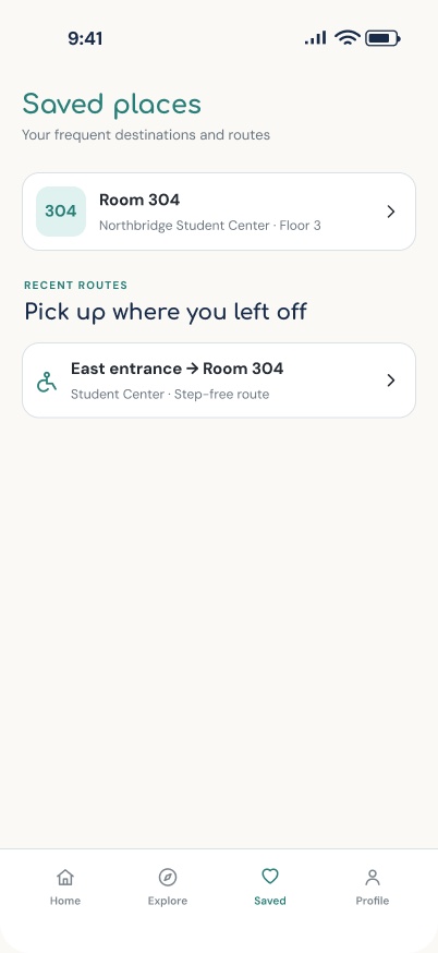 InPath Saved places screen