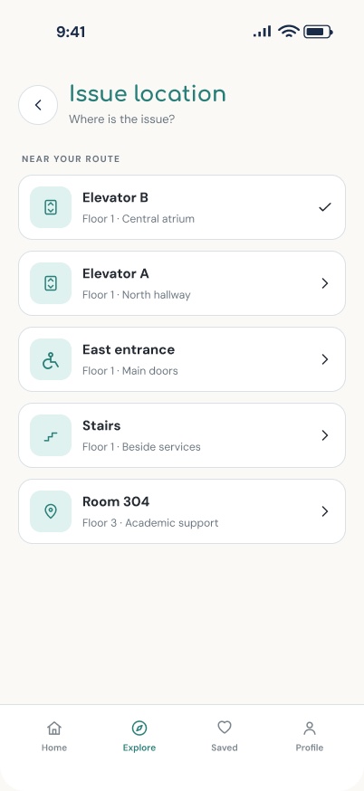 InPath Issue location screen